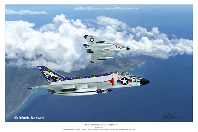 "F4D-1 Skyrays of VF(AW)-3" Mark Karvon Giclee Print